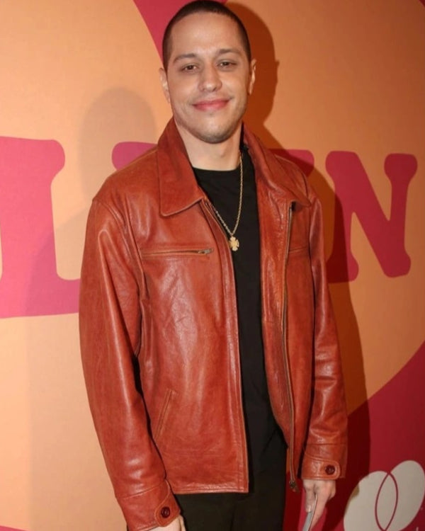Pete-Davidson-Leather-Jacket-Brown