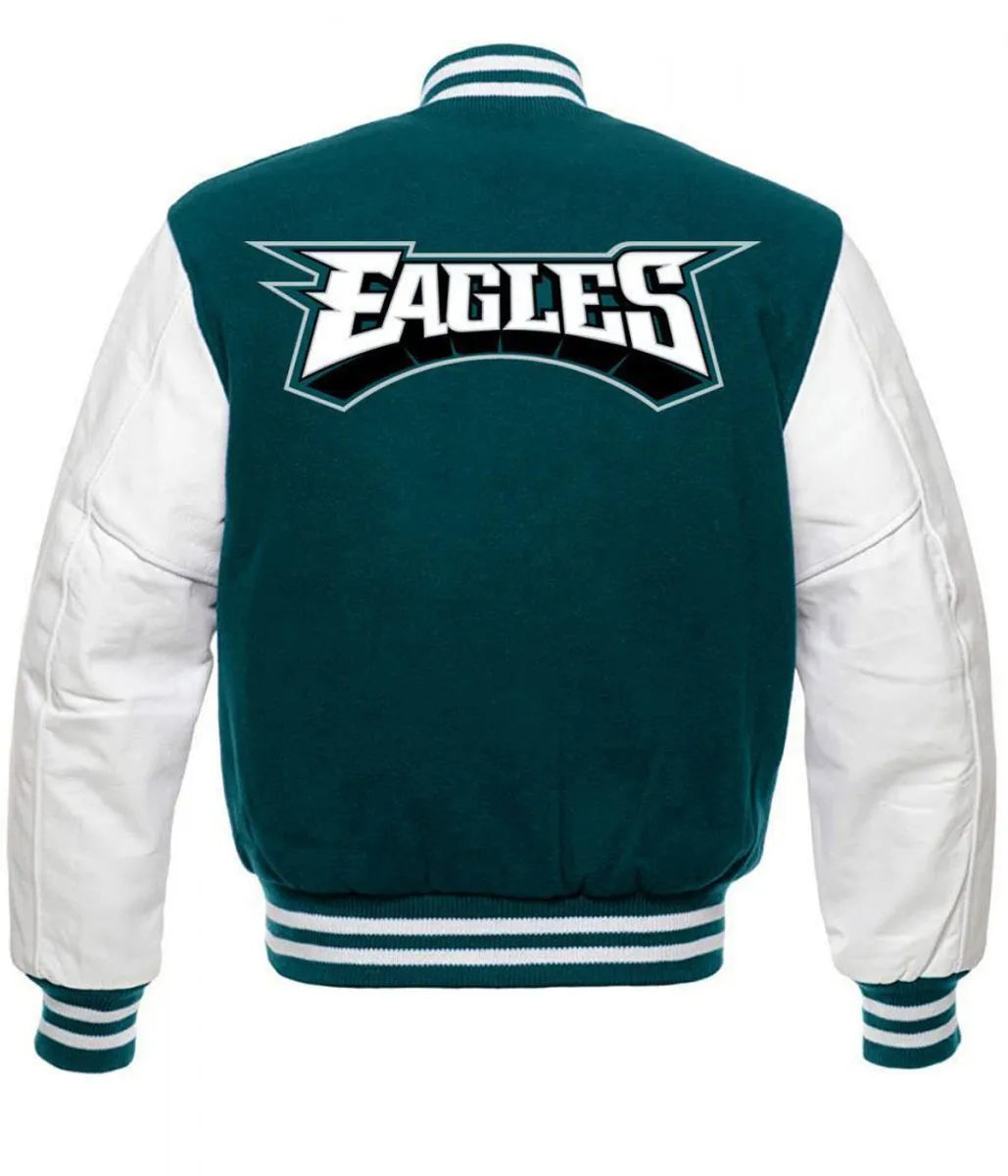 PhiladelphiaEaglesGreenandWhiteLettermanJackets