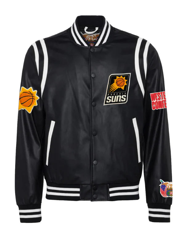 Phoenix Suns Vegan Black / White Leather Jacket