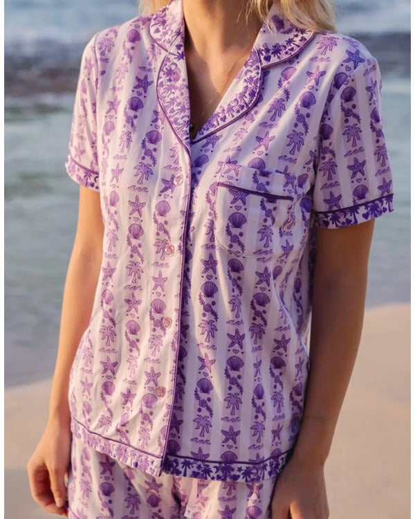 Pink Palm Pajamas Set