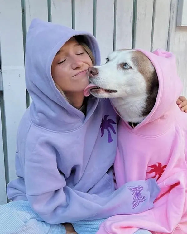 Pink Palm Puff Hoodie