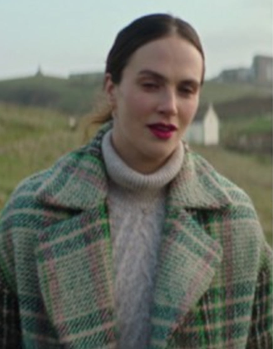 Playing Nice 2025 Jessica Brown Findlay Plaid Coat