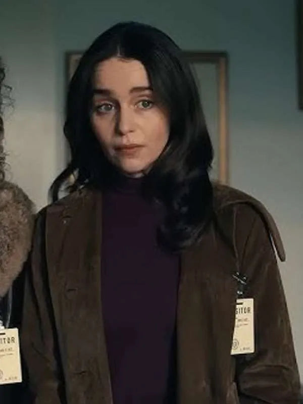 Emilia Clarke Ponies Suede Leather Coat