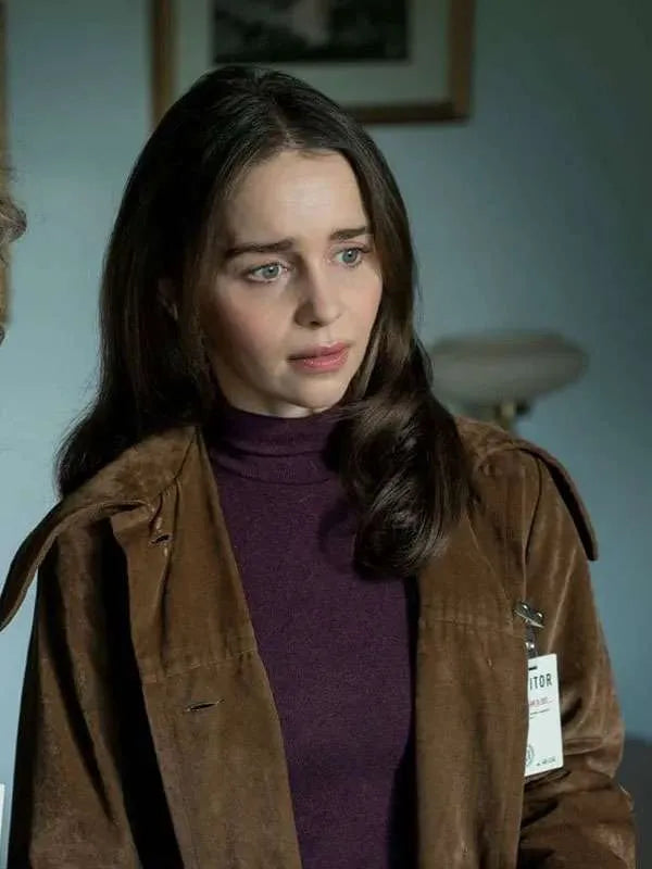 Emilia Clarke Ponies Suede Leather Coat