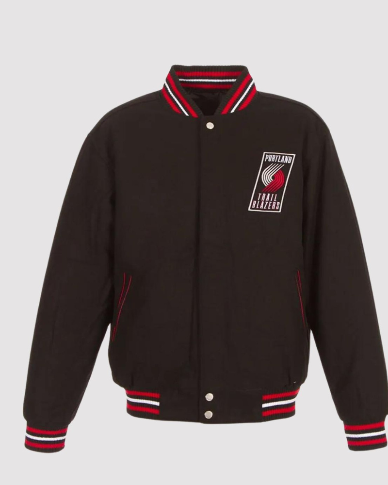 PortlandTrailBlazersBlackVarsityJackets