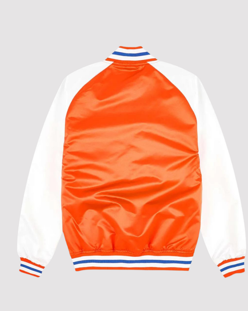 Prime Time Ny Knicks Orange And White Varsity Jacket