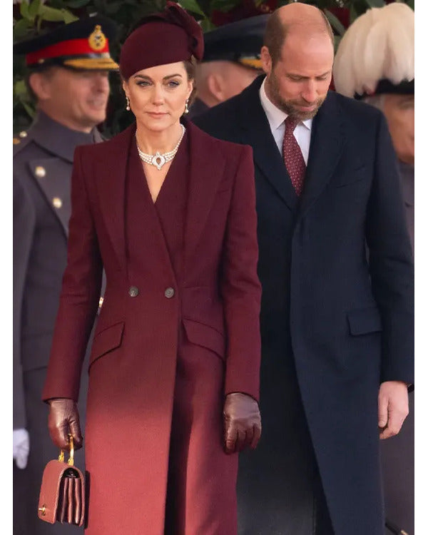 PrincessOfWalesKateMiddletonAlexanderMcQueenLongBurgundyCoats