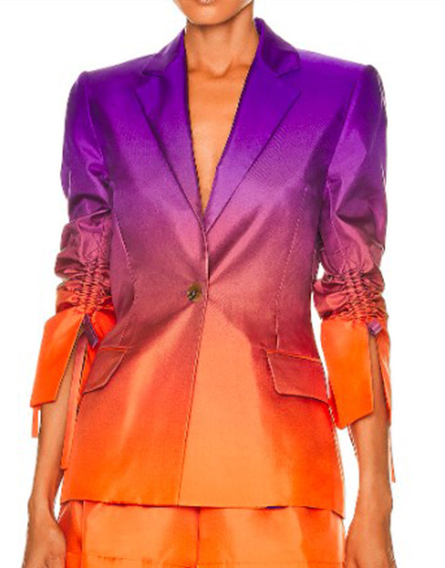 Harlem S03 Grace Byers Ruched Sleeve Ombre Blazer