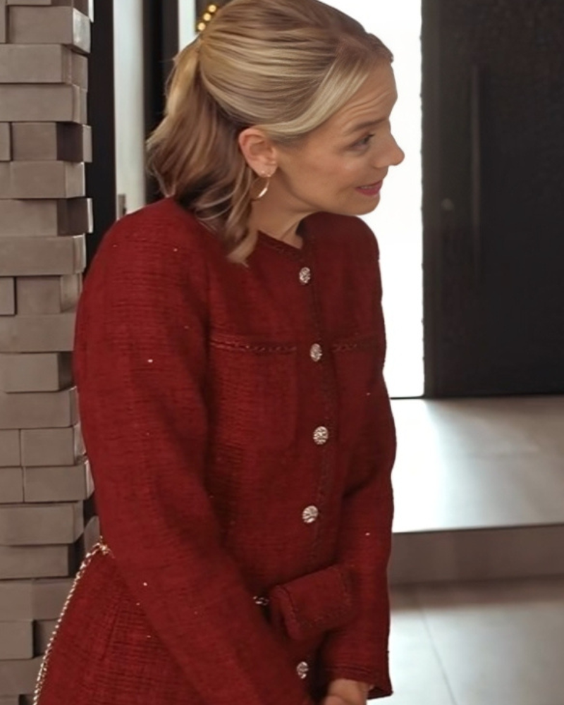 RachelSkarstenTheChristmasCharade2024WhitneyRedDressCoat