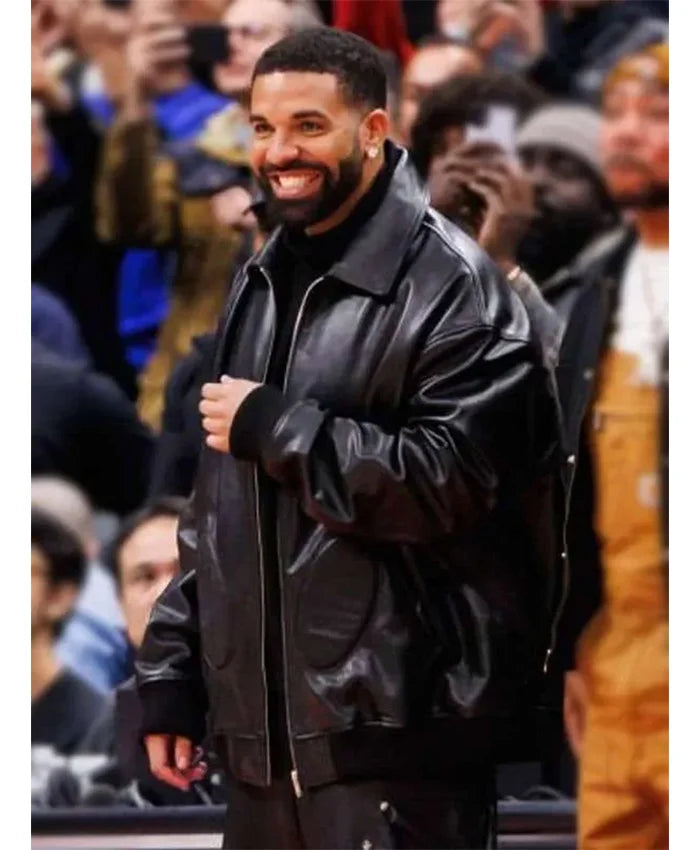 Raptors VS Warriors Game Drake Leather Jacket
