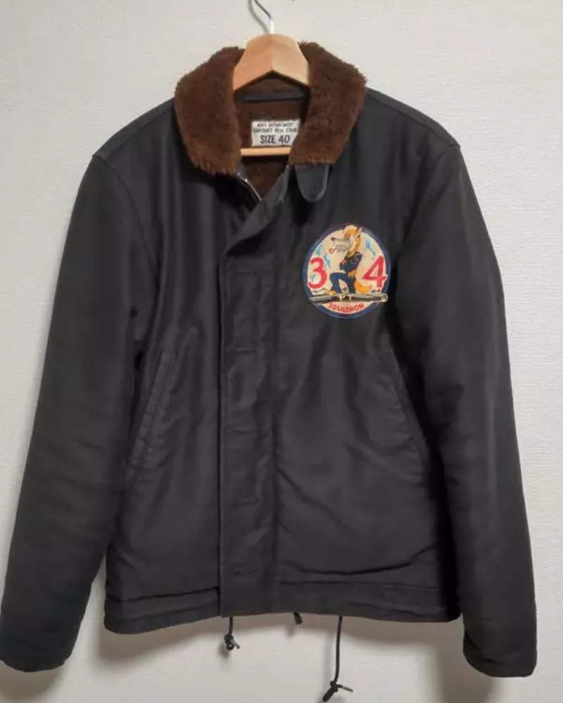 Real Mccoys N-1 Deck Black Leather Jacket