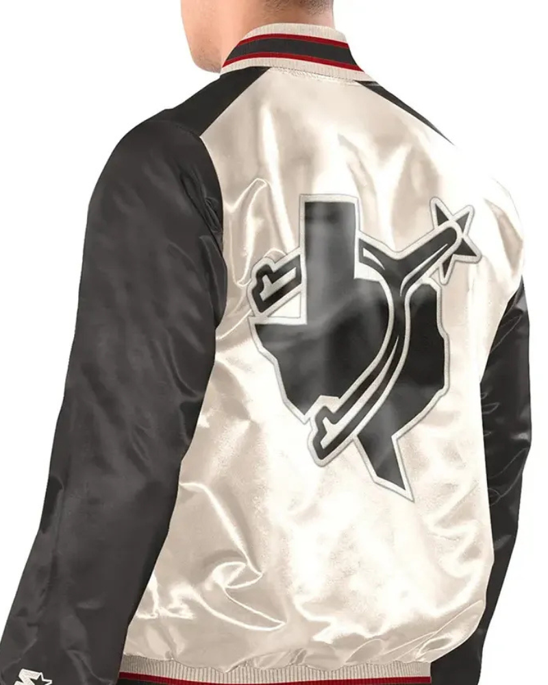 RenegadeTexasRangersWhiteAndBlackSatinJacket