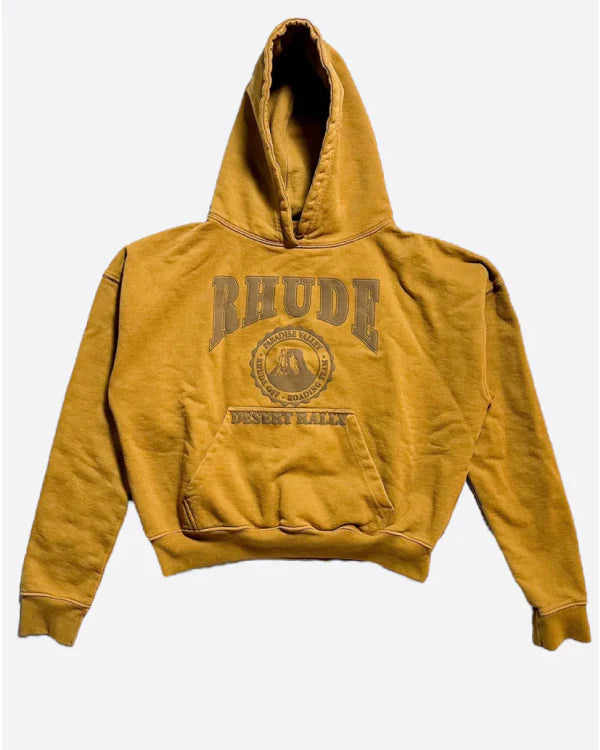 Rhude Brown Desert Valley Cropped Hoodie