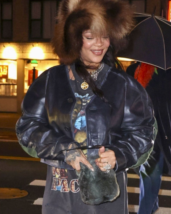 RihannaNycCroppedLeatherJackets