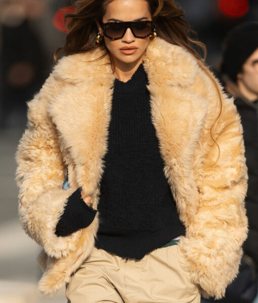 Rita Ora Brown Fur Jacket