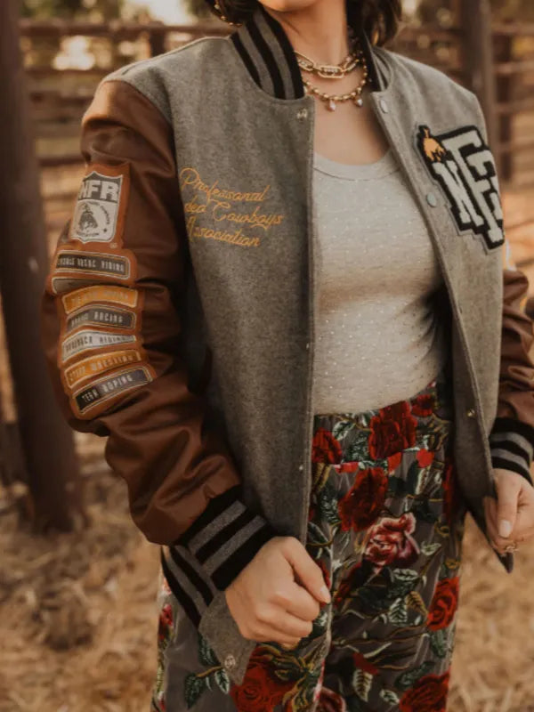 Rodeo NFR Las Vegas Brown Letterman Jacket