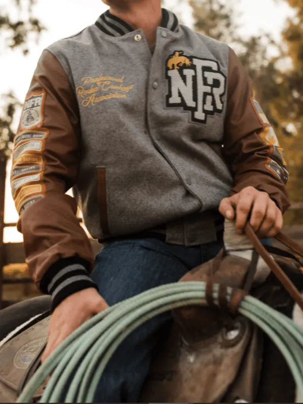 Rodeo NFR Las Vegas Brown Letterman Jacket