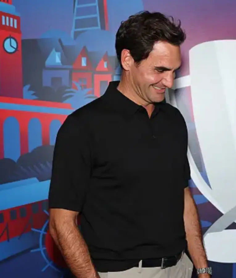 Roger Federer Laver Cup 2025 Black Polo Shirt