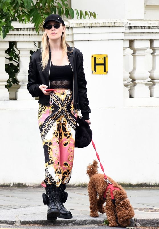 Roxy Horner Out In London Black Varsity Jacket