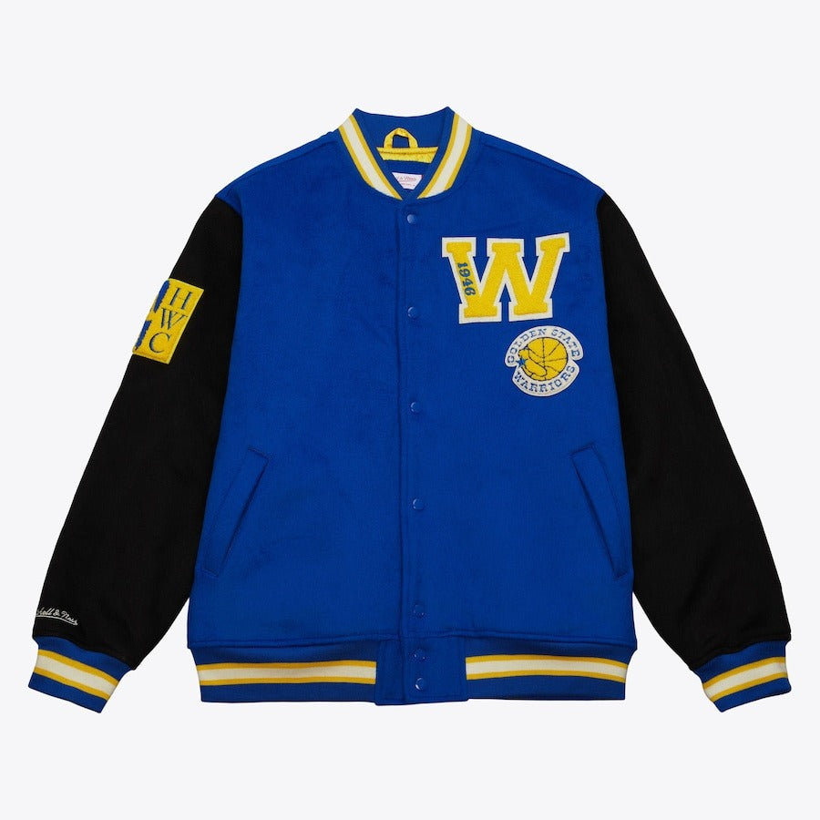 Royal Golden State Warriors Hardwood Classics Team Legacy Varsity Jacket