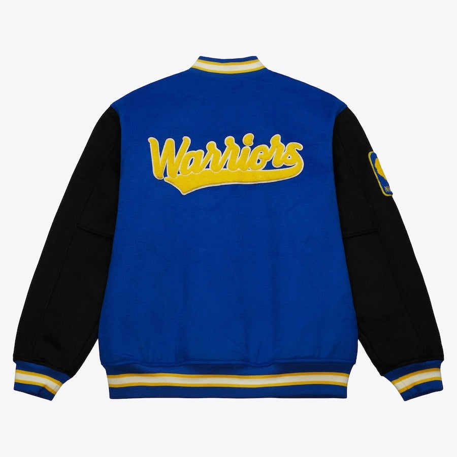 Royal Golden State Warriors Hardwood Classics Team Legacy Varsity Jacket