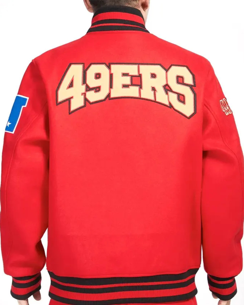 San Francisco 49ers Crest Emblem Red Wool Varsity Jacket