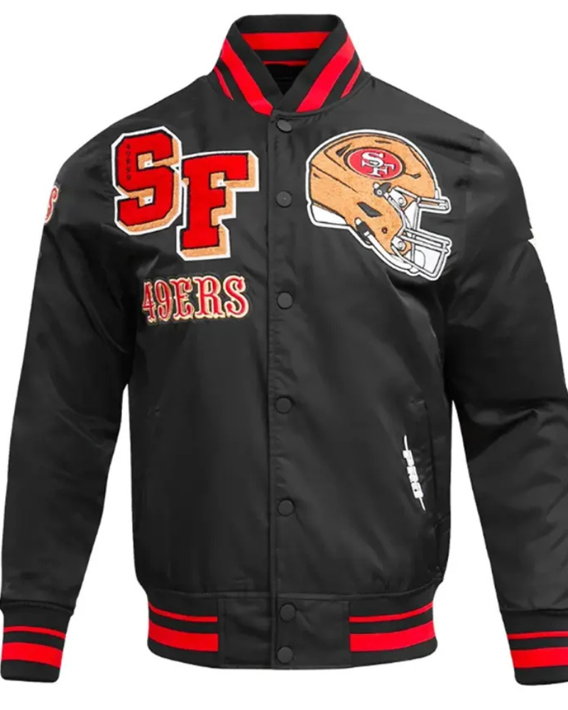 San Francisco 49ers Mashup Rib Black Varsity Jacket