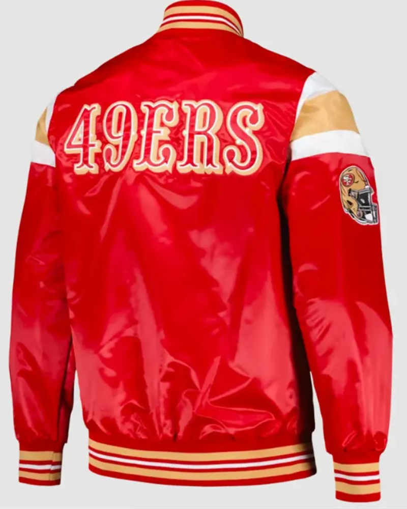 San Francisco 49ers Midweight Red Satin Varsity Jacket
