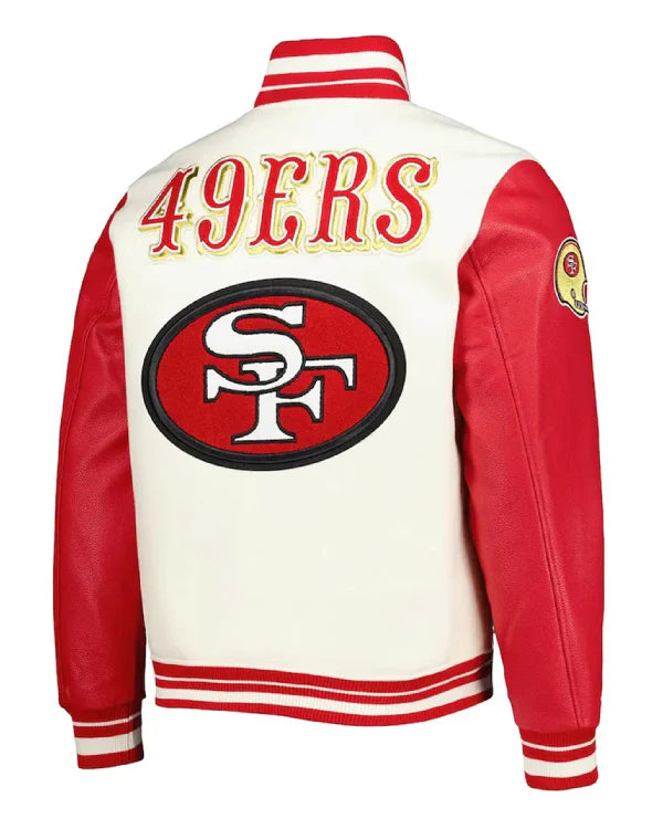 San Francisco 49ers Retro Classic Cream and Red Varsity Jacket