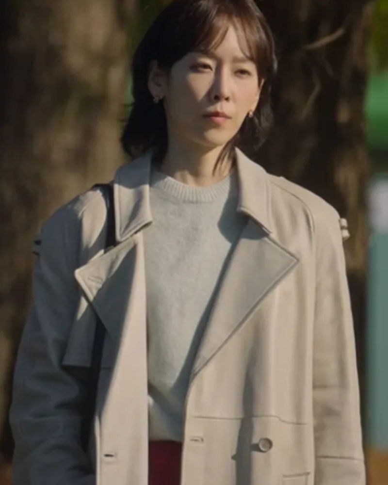 No In-ji The Trunk White Leather Coat