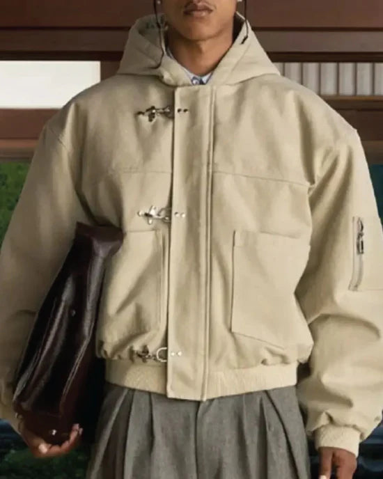 Dallas Jackets - Shinzo Shige 15oz Canvas Clasp Beige Bomber Jacket
