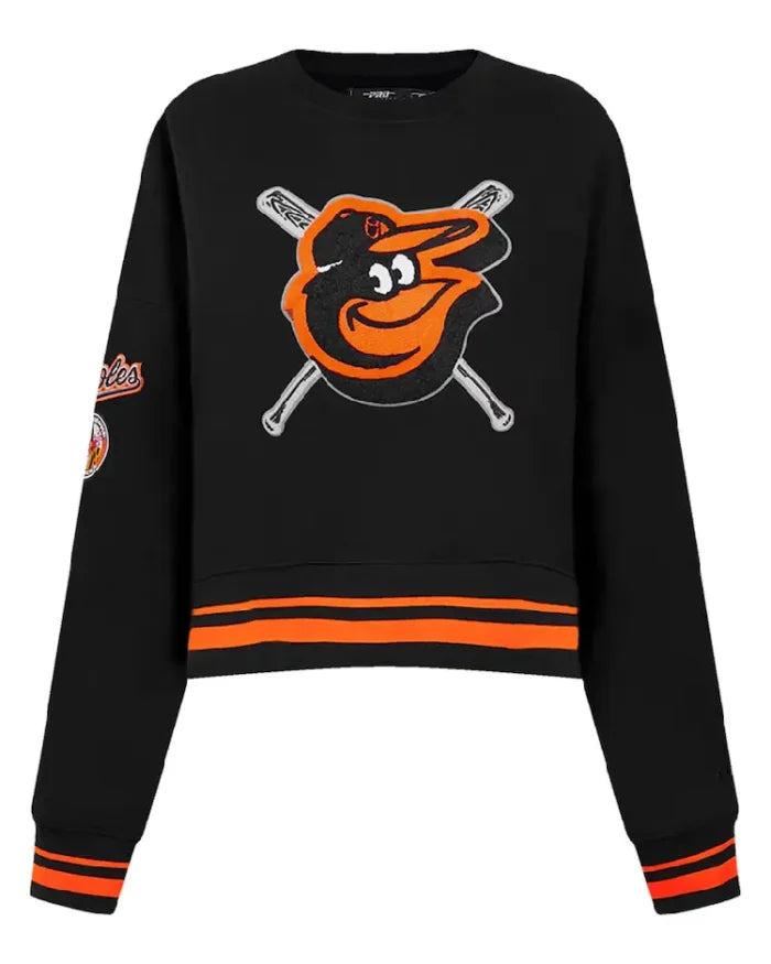 MLB Baltimore Orioles Black Mash Up Cropped Sweatshirt