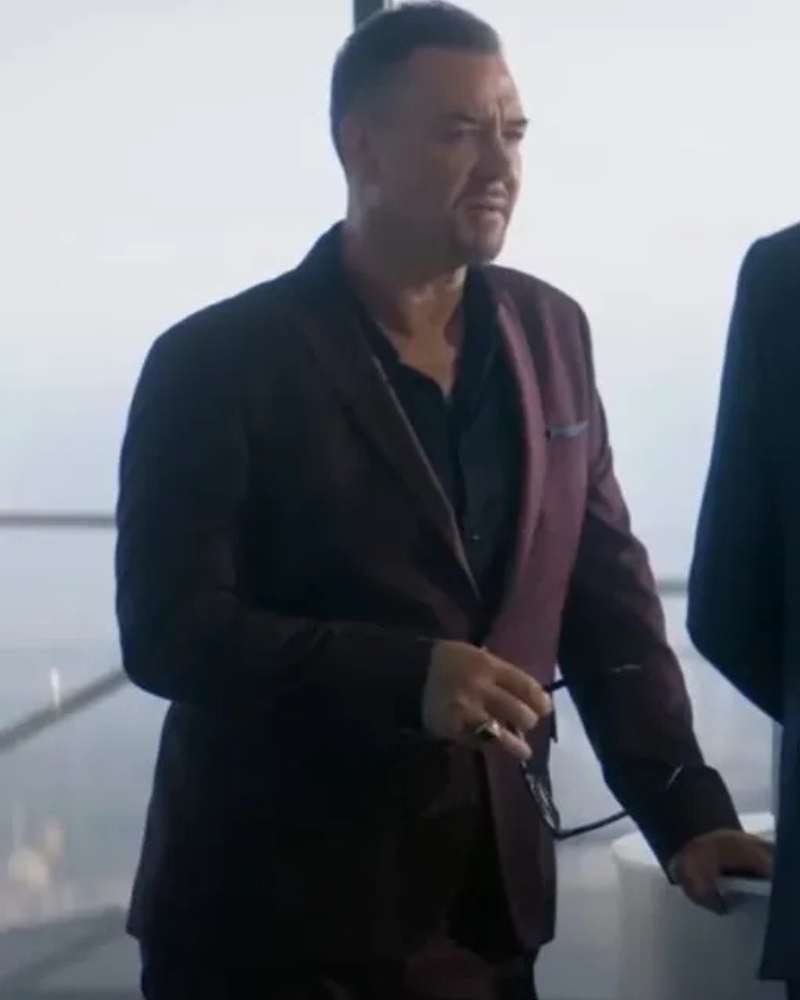 Man With No Past 2025 Marton Csokas Maroon Suit