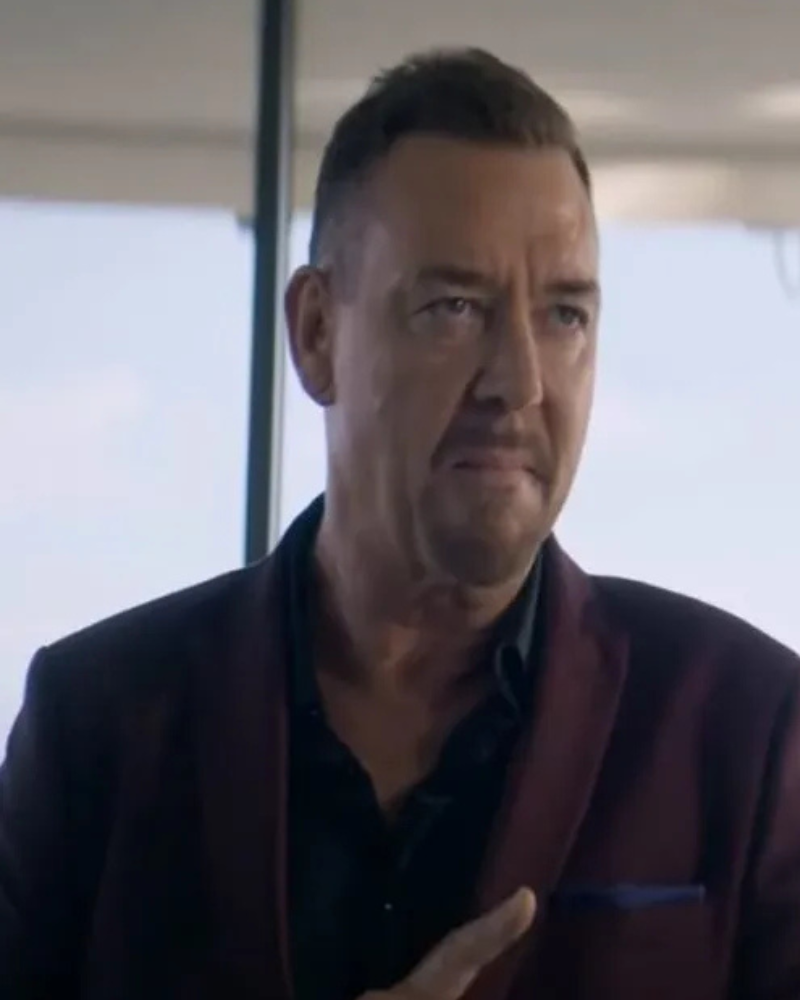 Man With No Past 2025 Marton Csokas Maroon Suit