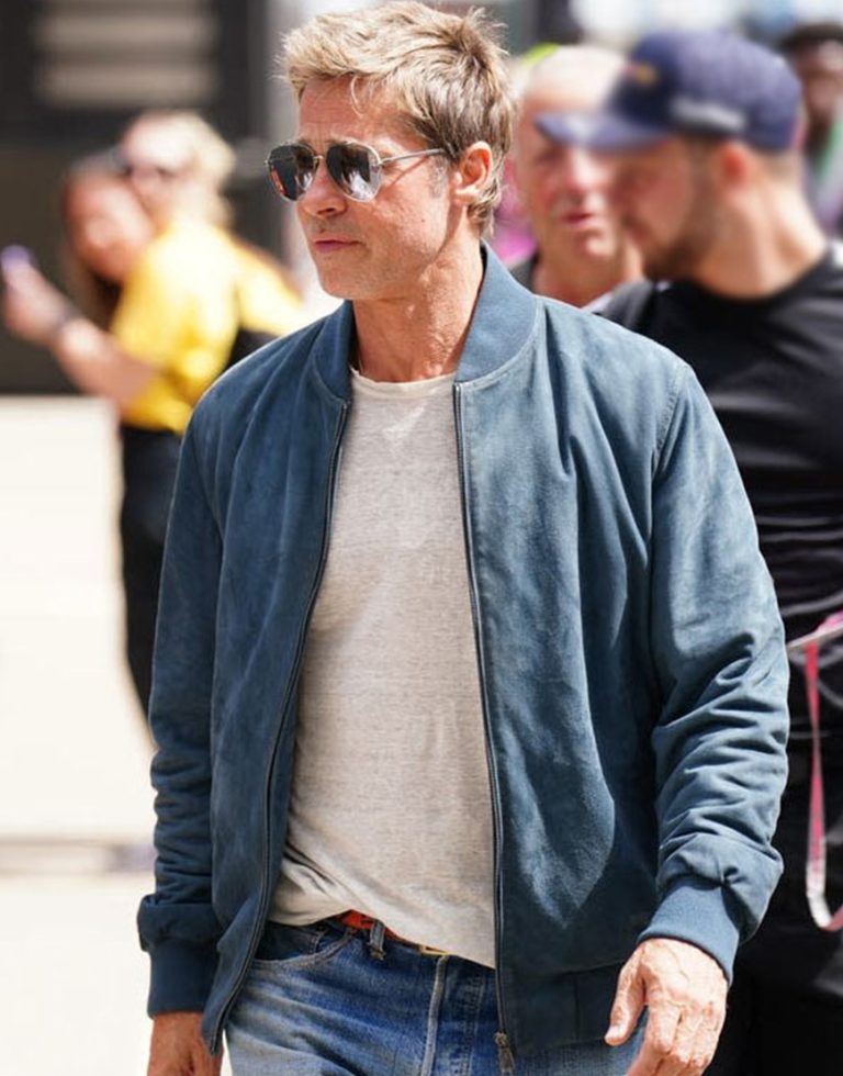 F1 2025 Brad Pitt Blue Suede Jacket