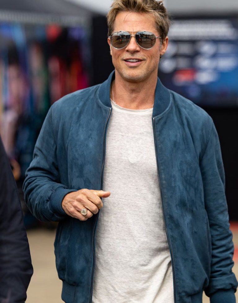 F1 2025 Brad Pitt Blue Suede Jacket