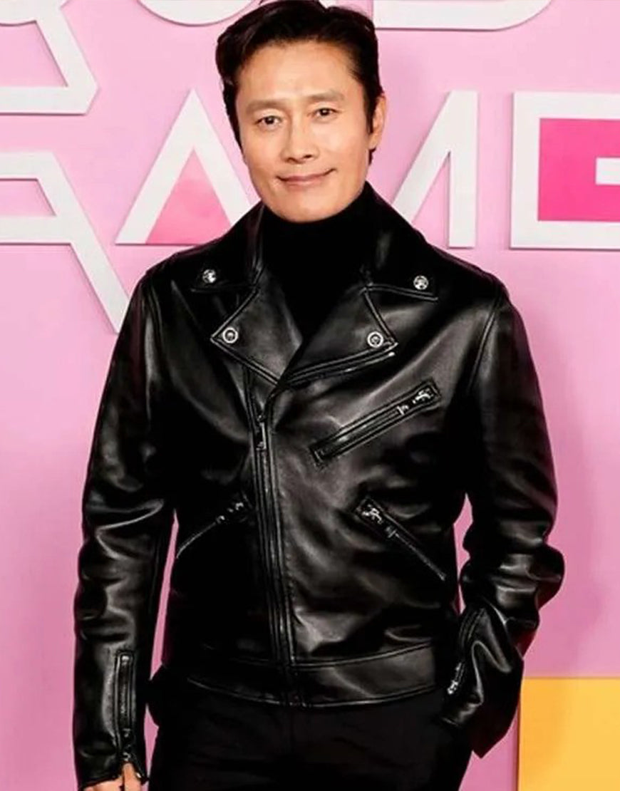 SquidGameS02LeeByung-hunBlackLeatherJackets