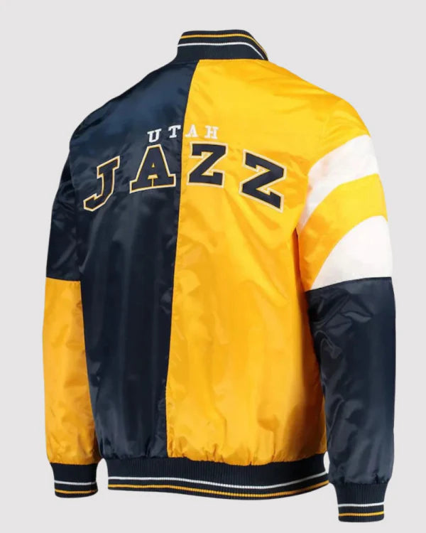Starter Gold/navy Utah Jazz 75th Anniversary Leader Color Block Satin Jacket