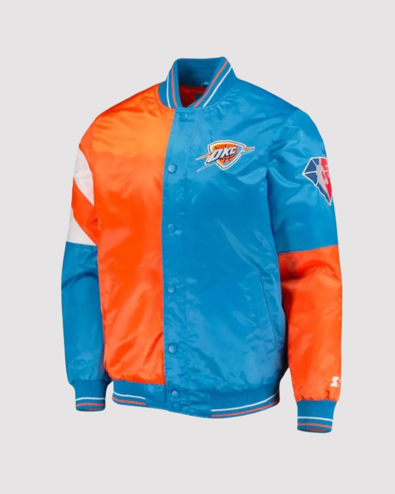 Starter Oklahoma City Thunder Orange And Blue Varsity Jacket