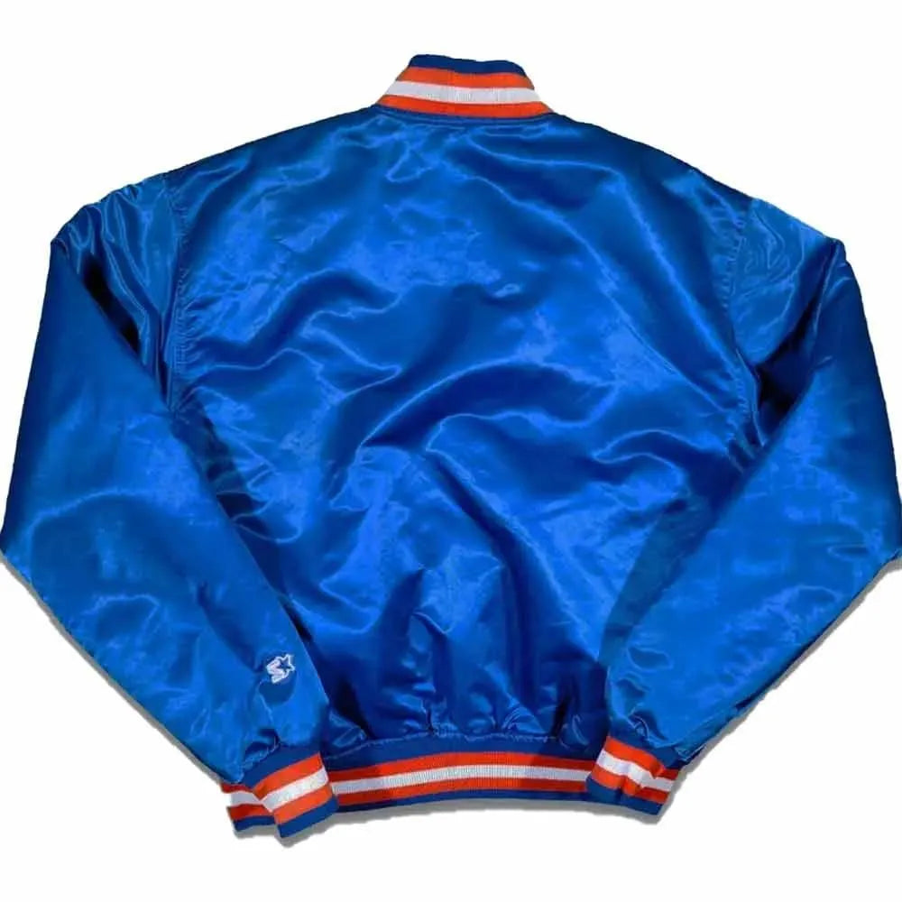 StarterNBANewYorkKnicks90_sBlueSatinFull-SnapBomberJacket