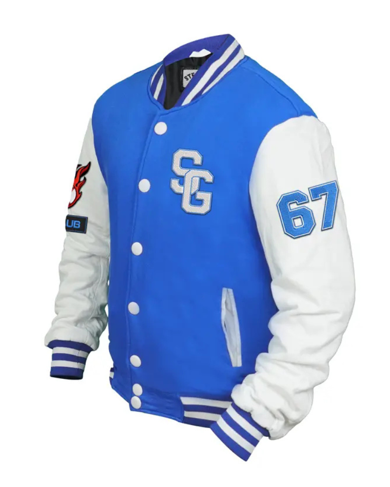 StegaroBlueAndWhiteLettermanVarsityJacket