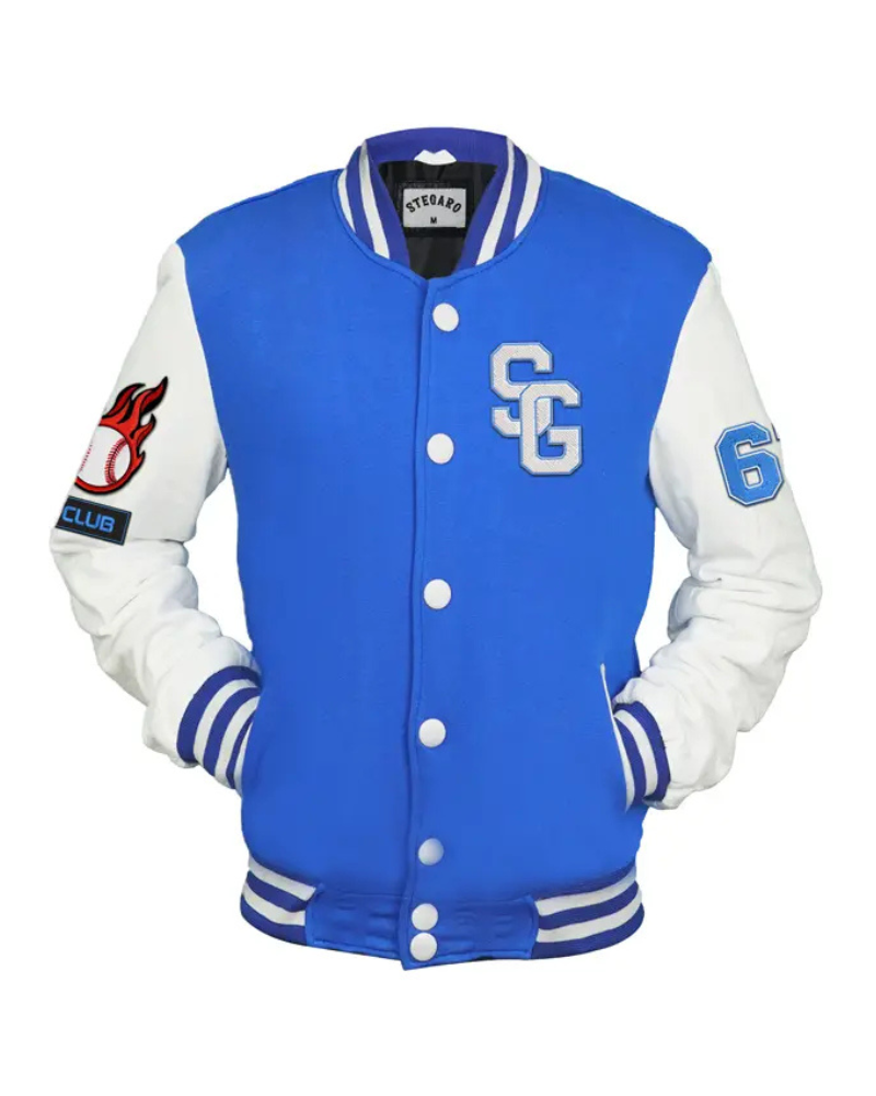 StegaroBlueAndWhiteLettermanVarsityJackets.