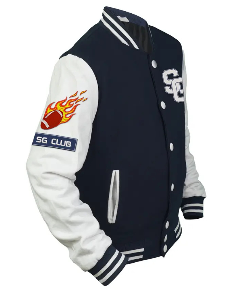 StegaroSGClubNavyBlueAndWhiteLettermanVarsityJacket