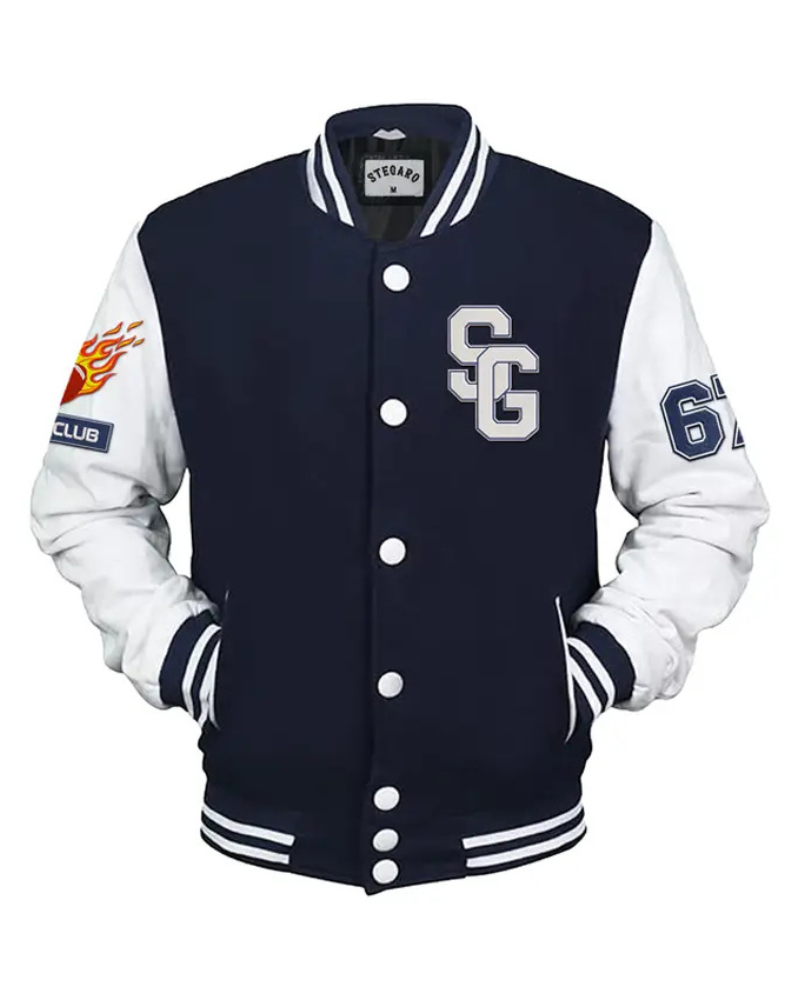 StegaroSGClubNavyBlueAndWhiteLettermanVarsityJackets