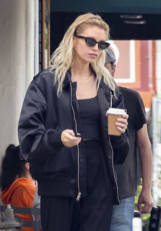 Stella Maxwell In Los Feliz Black Varsity Jacket
