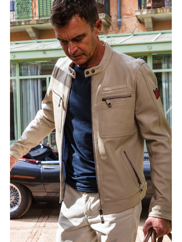 Steve McQueen Dennis 2 Leather Jacket ECRU
