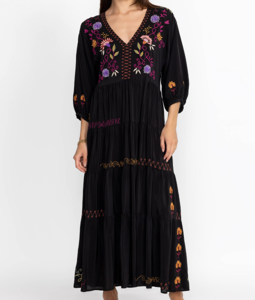 Sullivans Crossing S03 Black Floral Embroidered Dress