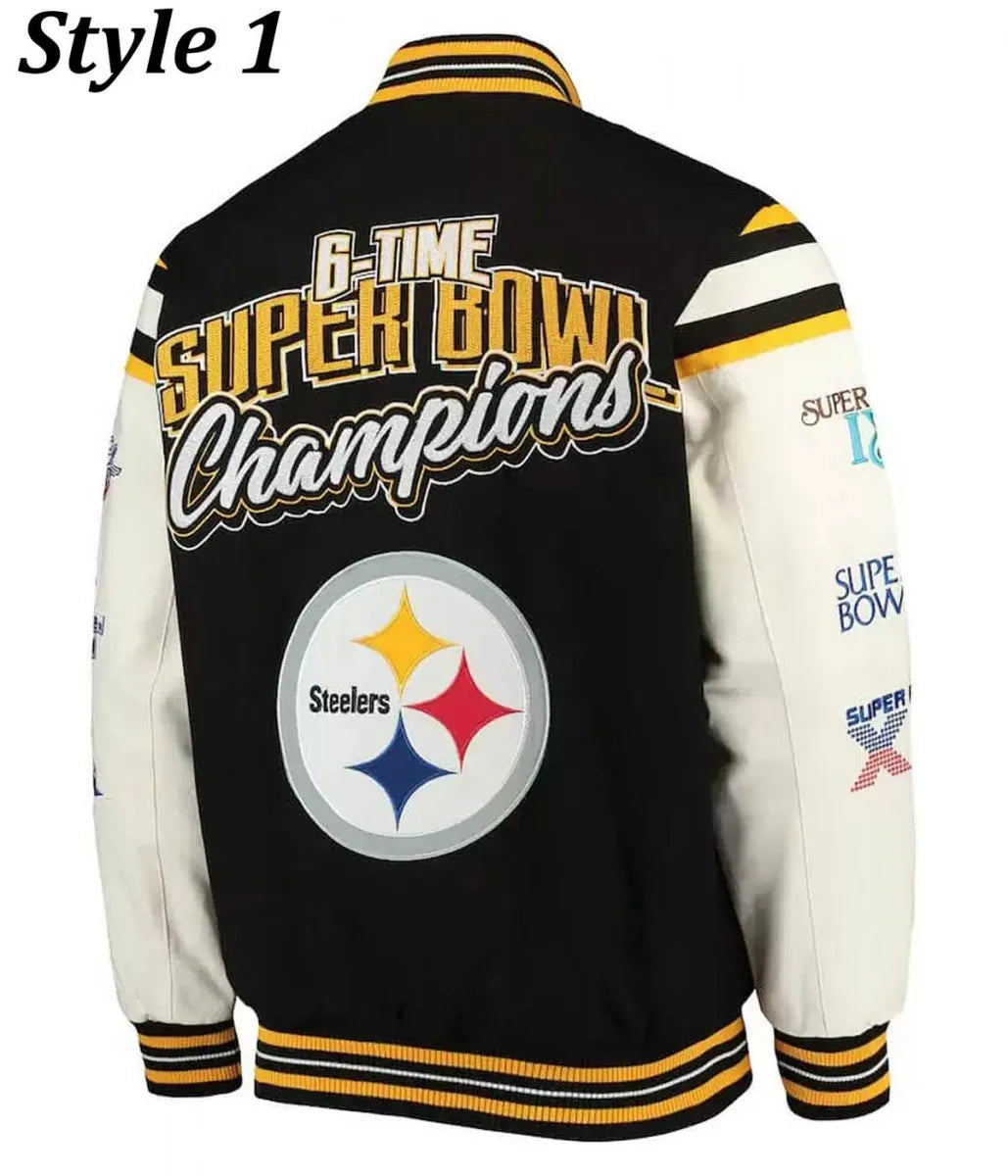 Super Bowl Champions Pittsburgh Steelers Black Letterman Jacket