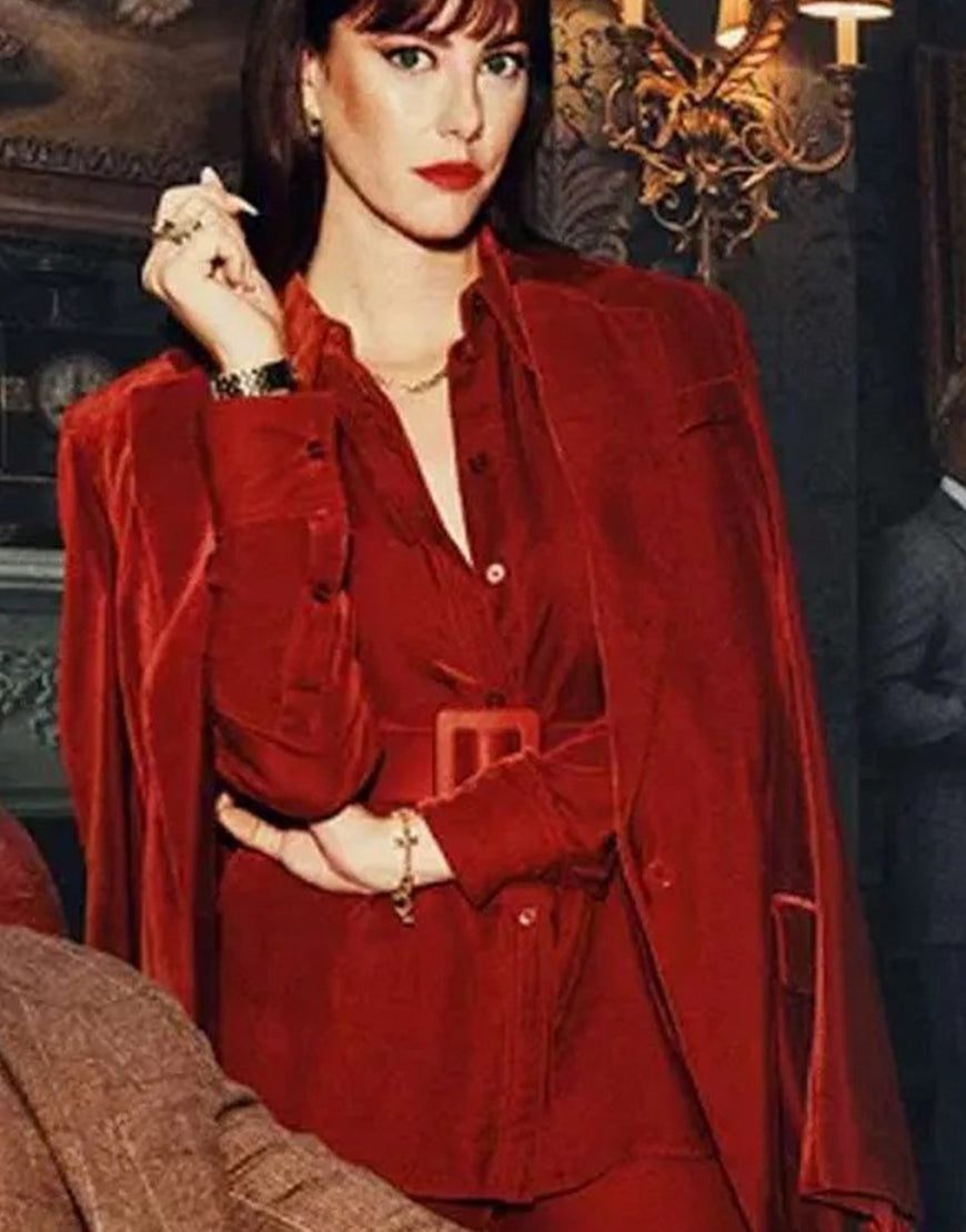 The Gentlemen 2024 Kaya Scodelario Red Velvet Blazer
