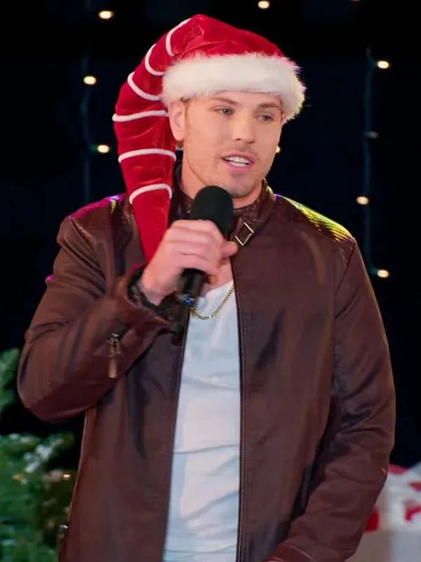 Craig Geoghan Finding Mr. Christmas Brown Leather Jacket